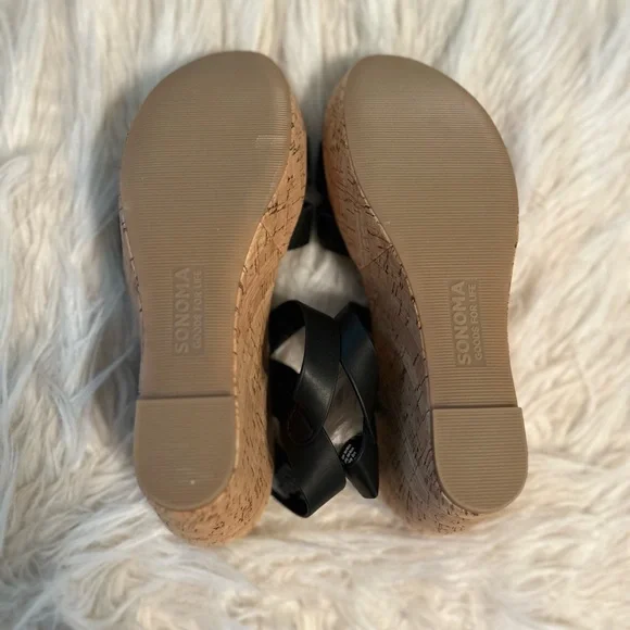 Sonoma Lola Black Wedge Sandals, Women’s 8.5 - Picture 9 of 10